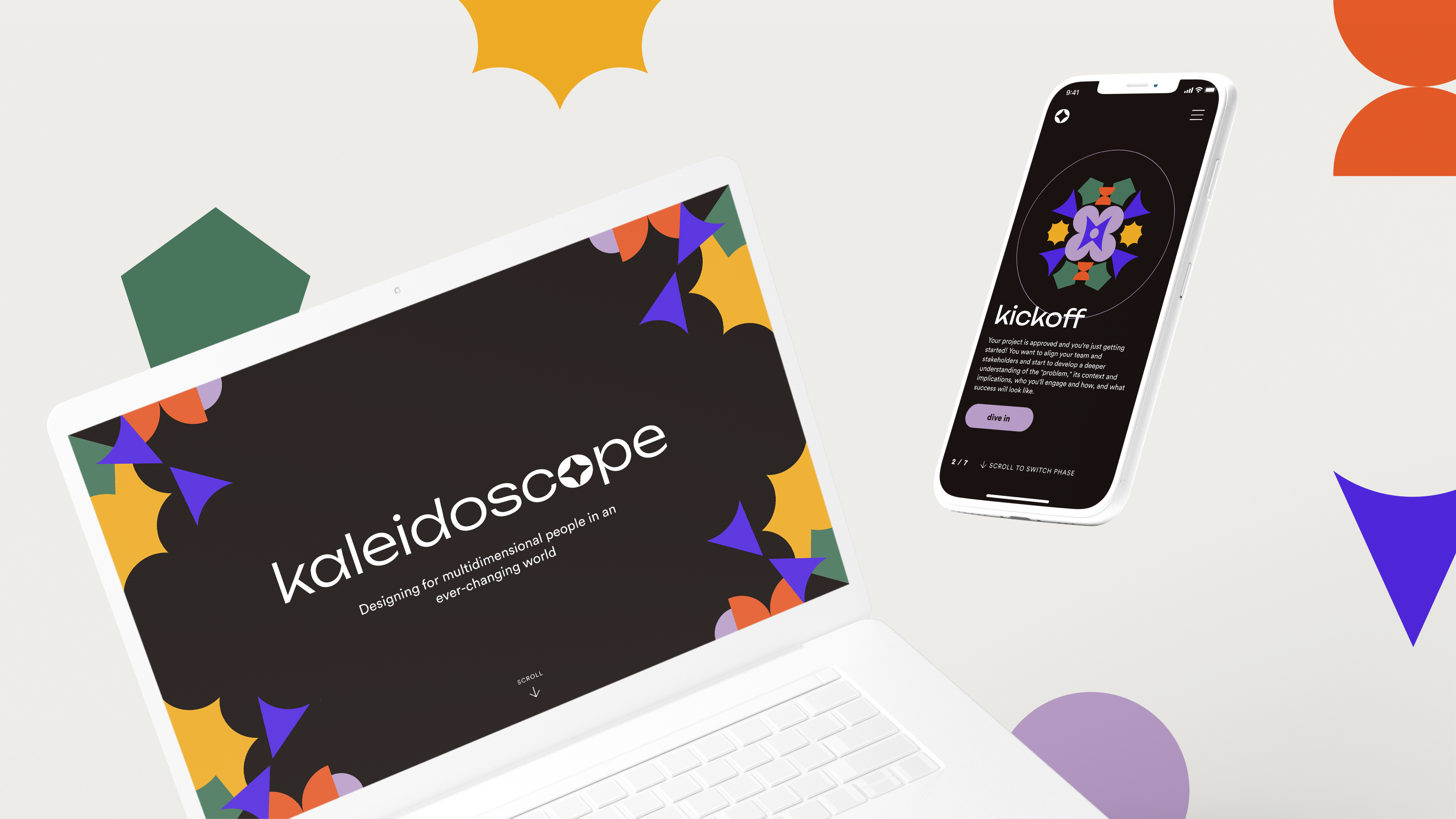 A desktop and mobile view of the Kaleidoscope app